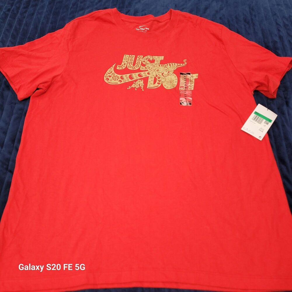 Nike Sz XL Just Do It Year of the Tiger T-Shirt Chinese New Year Red/Gold B28